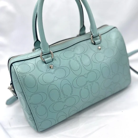COACH Signature Perforated Leather Rowan Satchel Bag